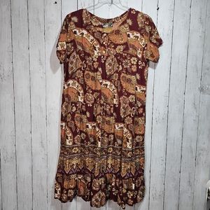 Vintage Aladdin Buju Batik Floral Print  Rayon Dress Mumu Size M/L Aloha Hawaii.